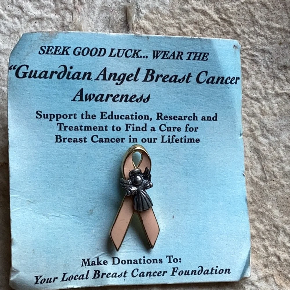 🩷 GUARDIAN ANGEL BREAST cancer Awareness Collectible Pinback